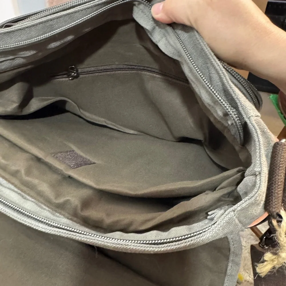 Canvas Messenger Bag Mens Large Gray 16